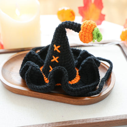 Black Crochet Halloween Witch Pet Hat
