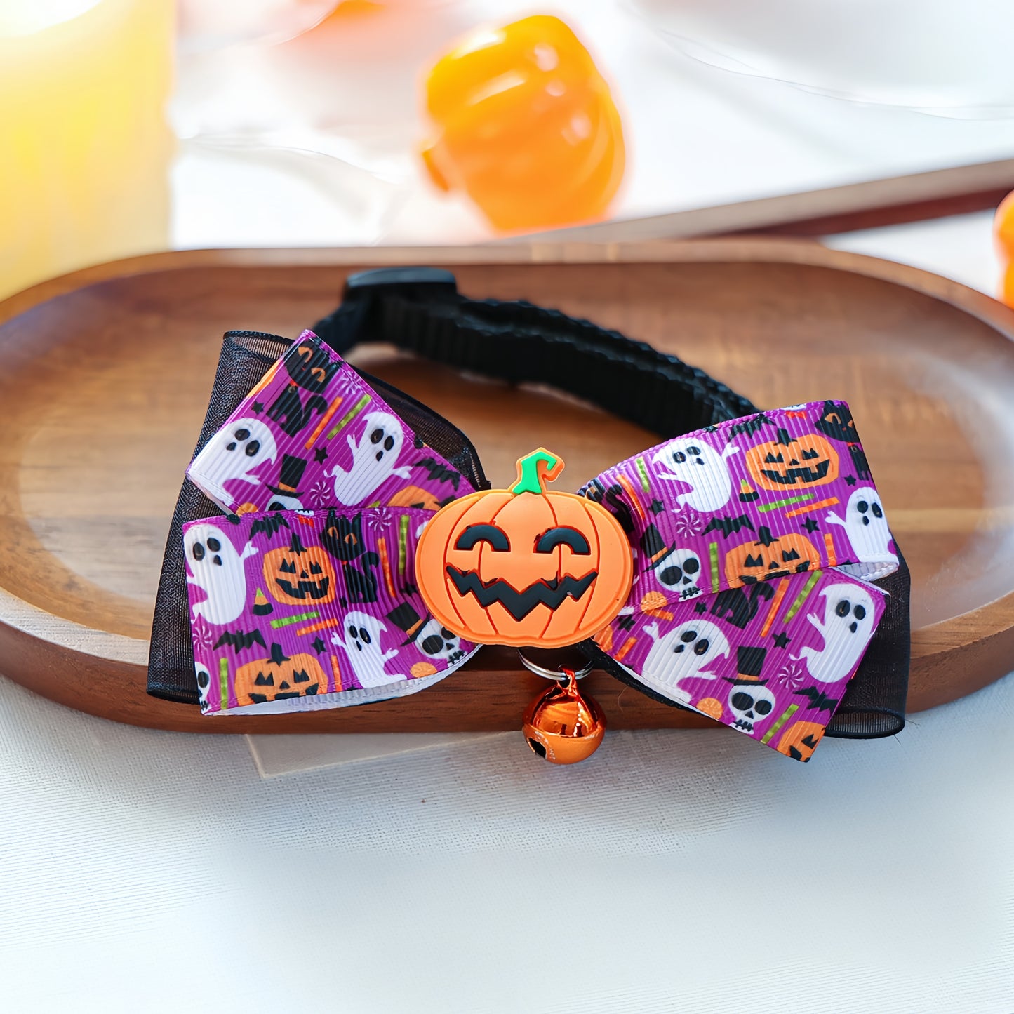 Halloween Pumpkin Ghost Bell Bow