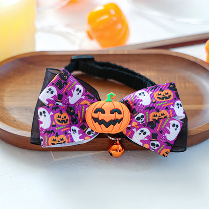 Halloween Pumpkin Ghost Bell Bow