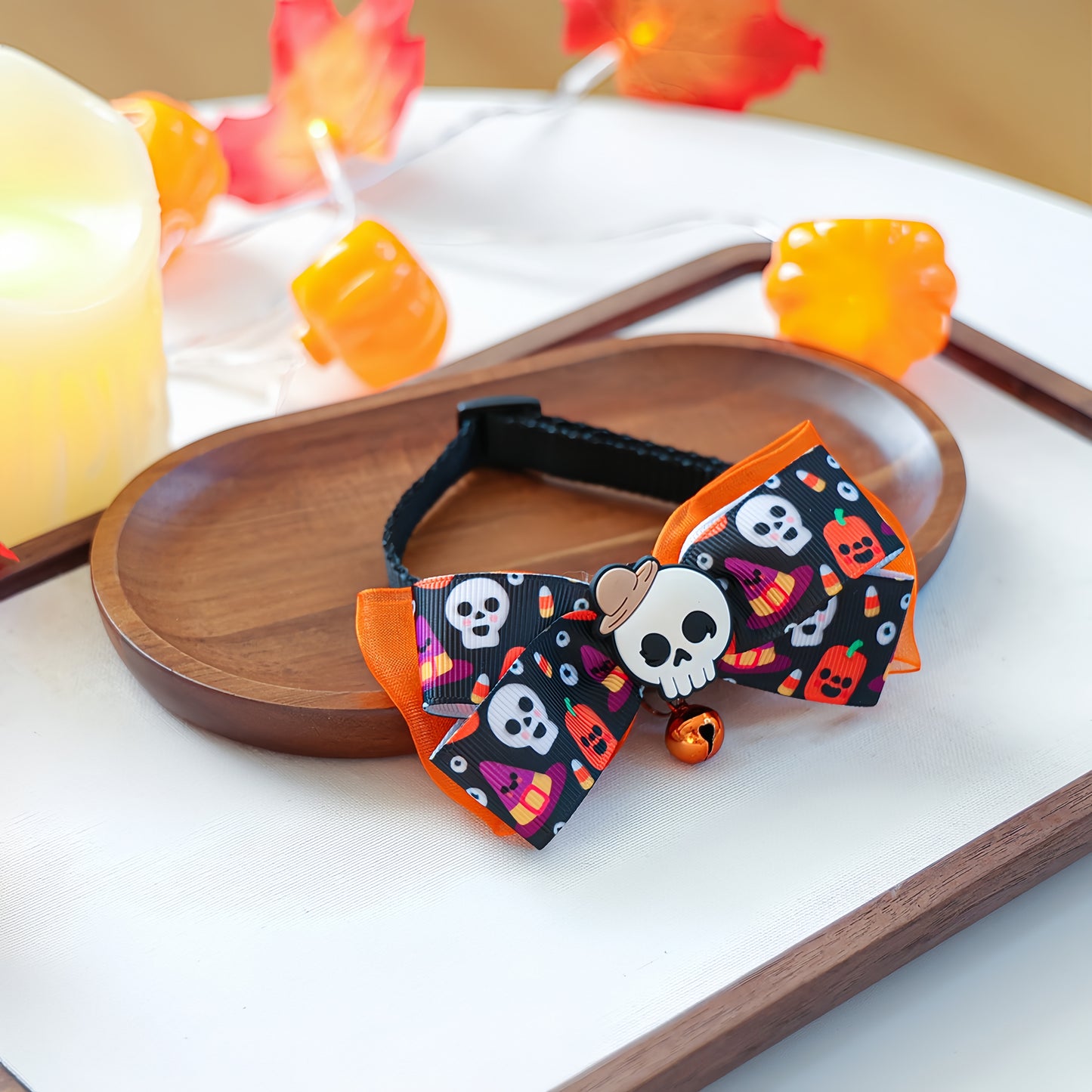 Halloween Skull Bowtie with Bell
