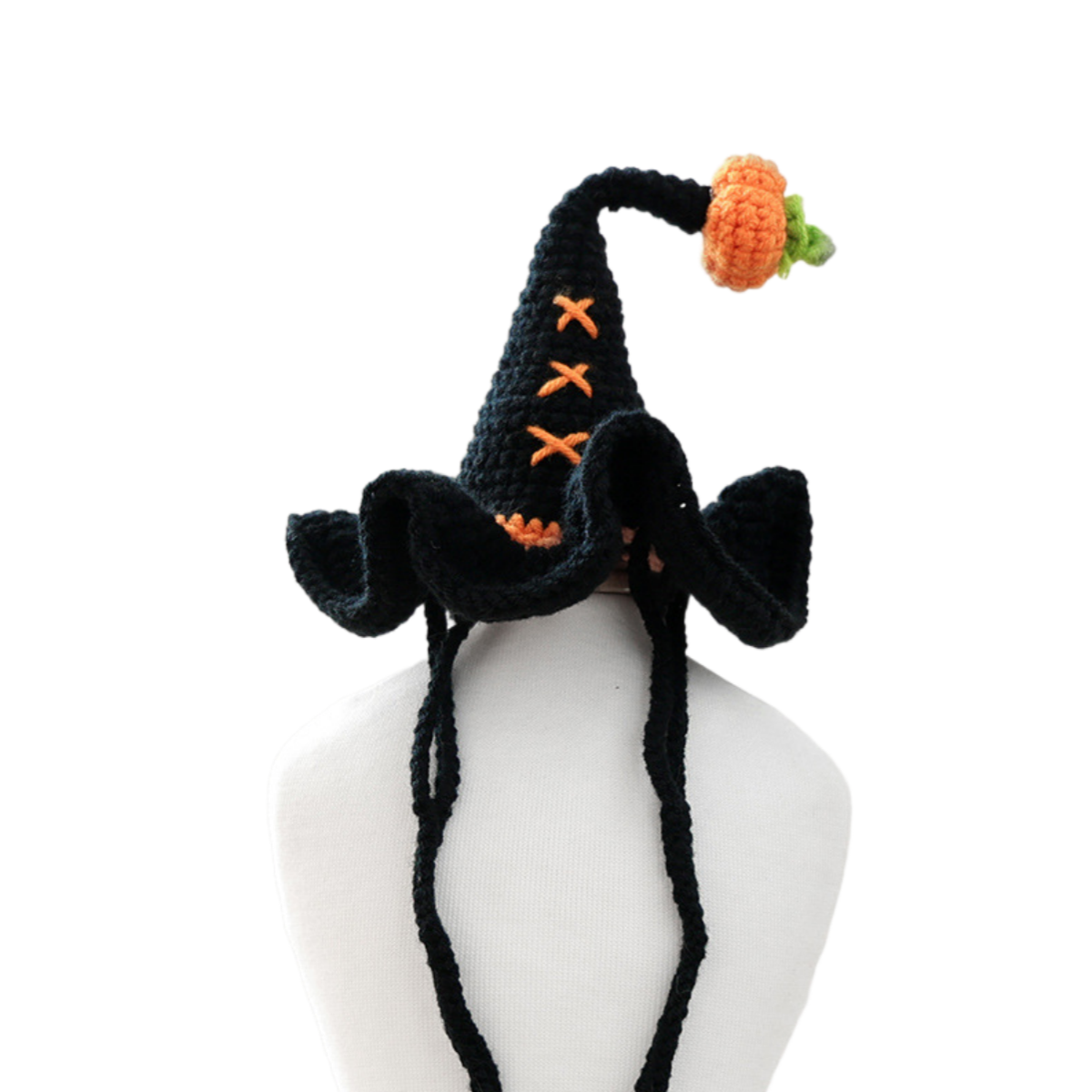 Black Crochet Halloween Witch Pet Hat