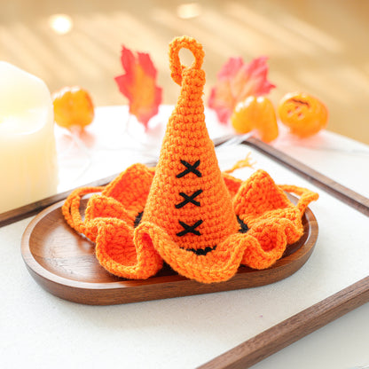 Orange Crochet Halloween Witch Pet Hat