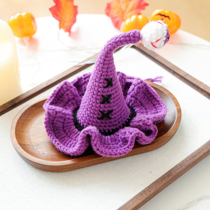 Purple Crochet Halloween Witch Pet Hat