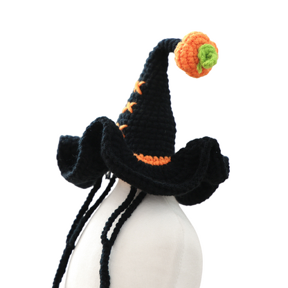 Black Crochet Halloween Witch Pet Hat