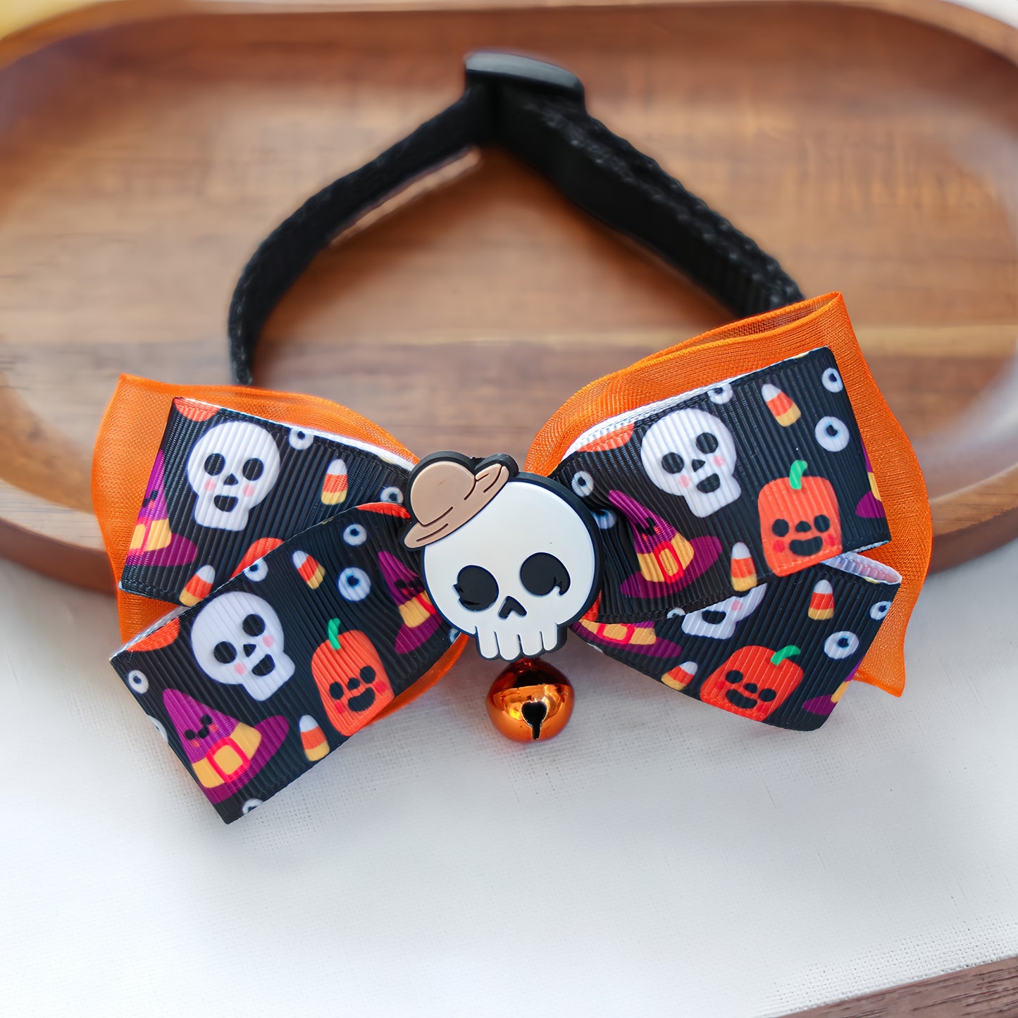Halloween Skull Bowtie with Bell