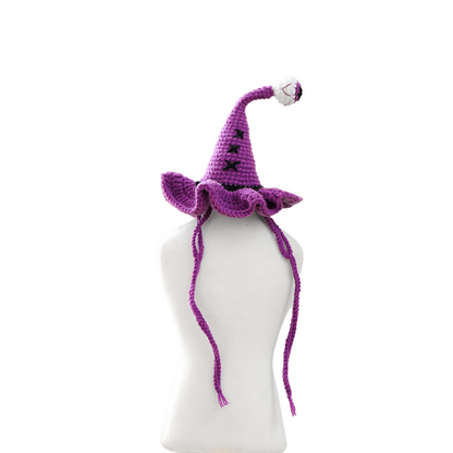 Purple Crochet Halloween Witch Pet Hat