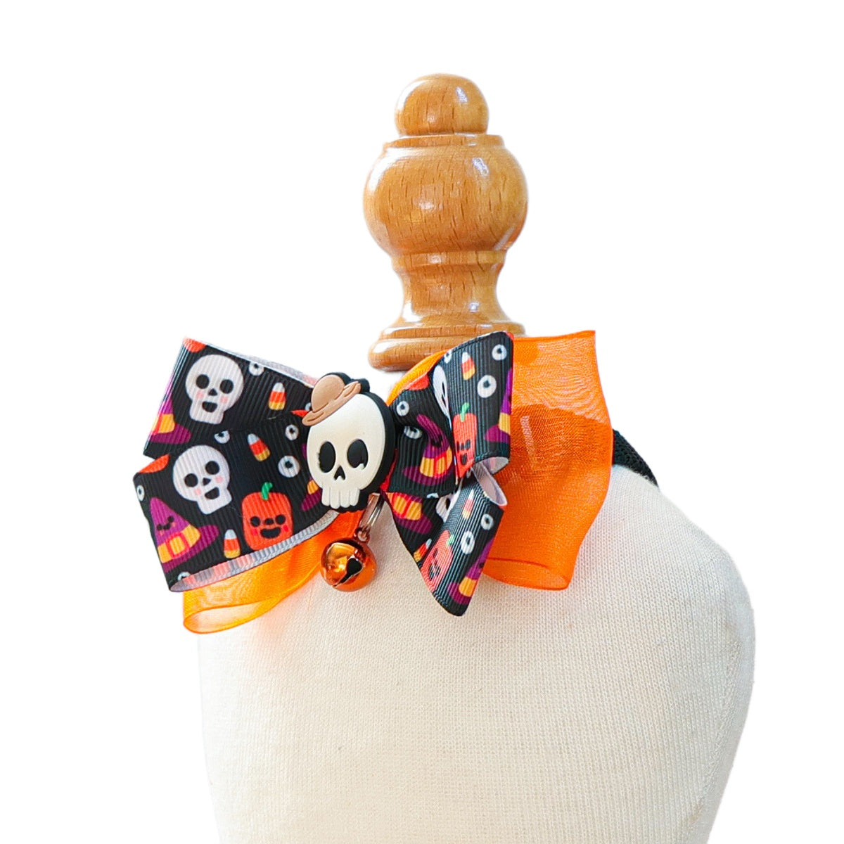 Halloween Skull Bowtie with Bell
