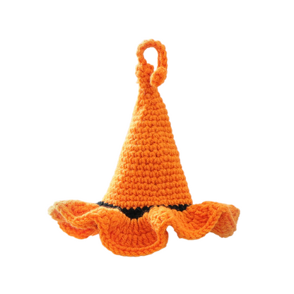 Orange Crochet Halloween Witch Pet Hat