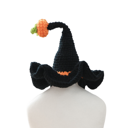 Black Crochet Halloween Witch Pet Hat
