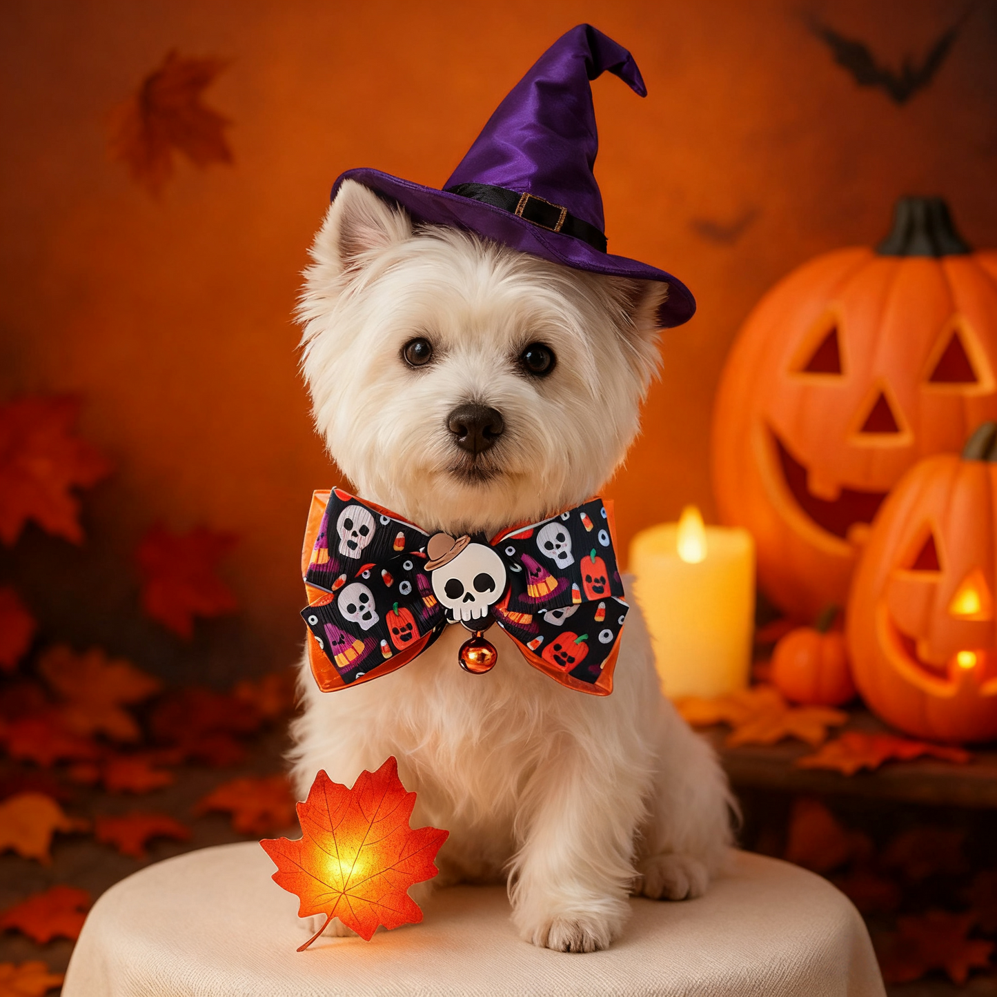 Halloween Skull Bowtie with Bell