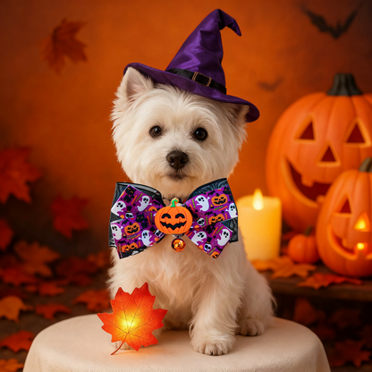 Halloween Pumpkin Ghost Bell Bow