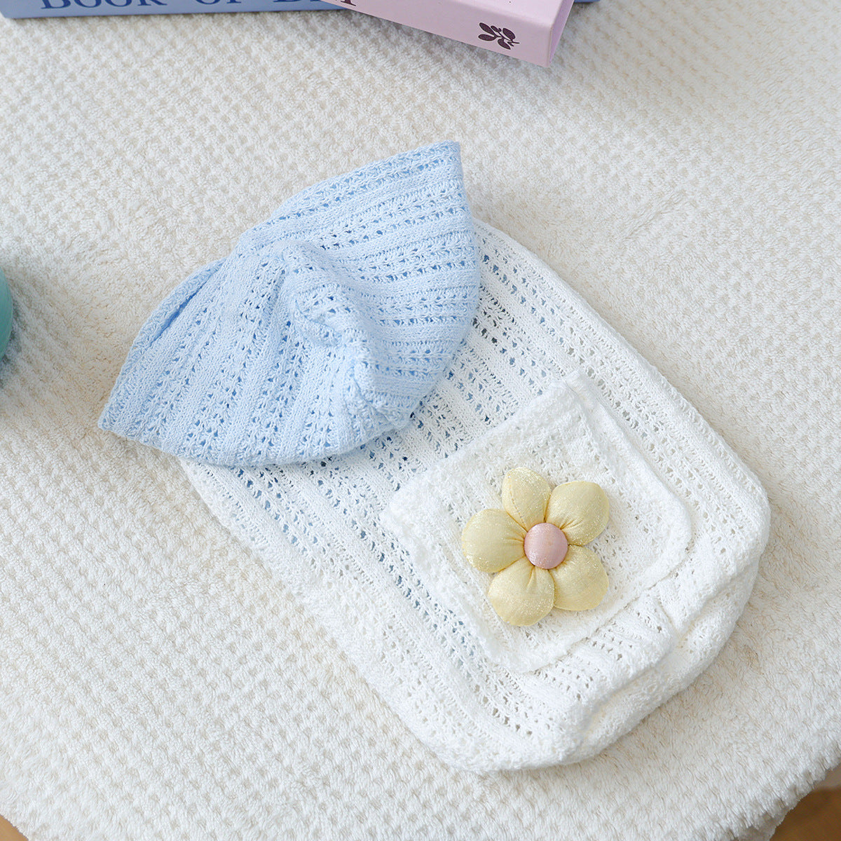 Little Floral Hooded Pet Knitted Coat - Blue