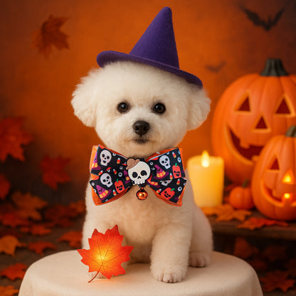 Halloween Skull Bowtie with Bell