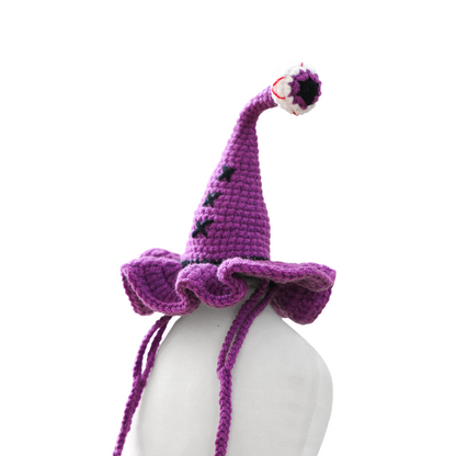 Purple Crochet Halloween Witch Pet Hat