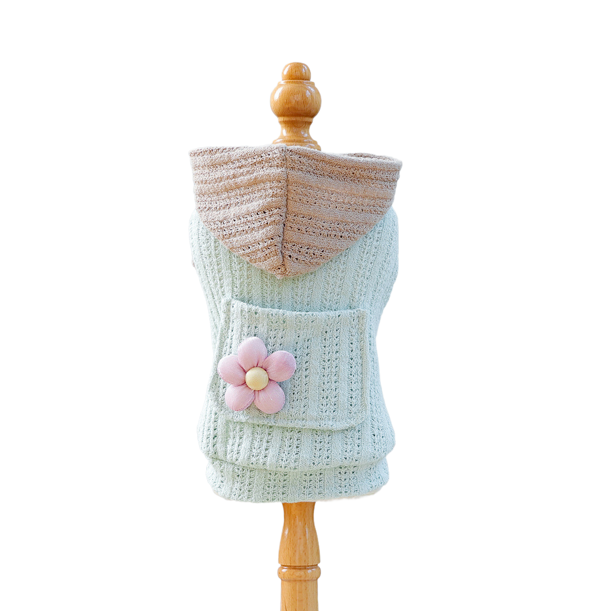 Little Floral Hooded Pet Knitted Coat - Green