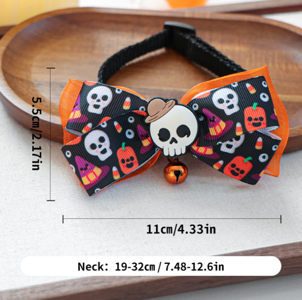 Halloween Skull Bowtie with Bell