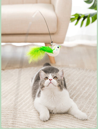 Cute Colorful Feather Cat Teaser Wand
