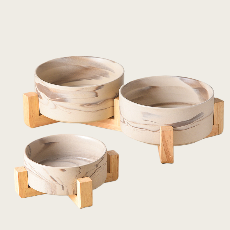 Marbled Double - Bowl Pet Feeder and Waterer