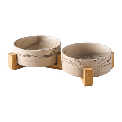 Marbled Double - Bowl Pet Feeder and Waterer